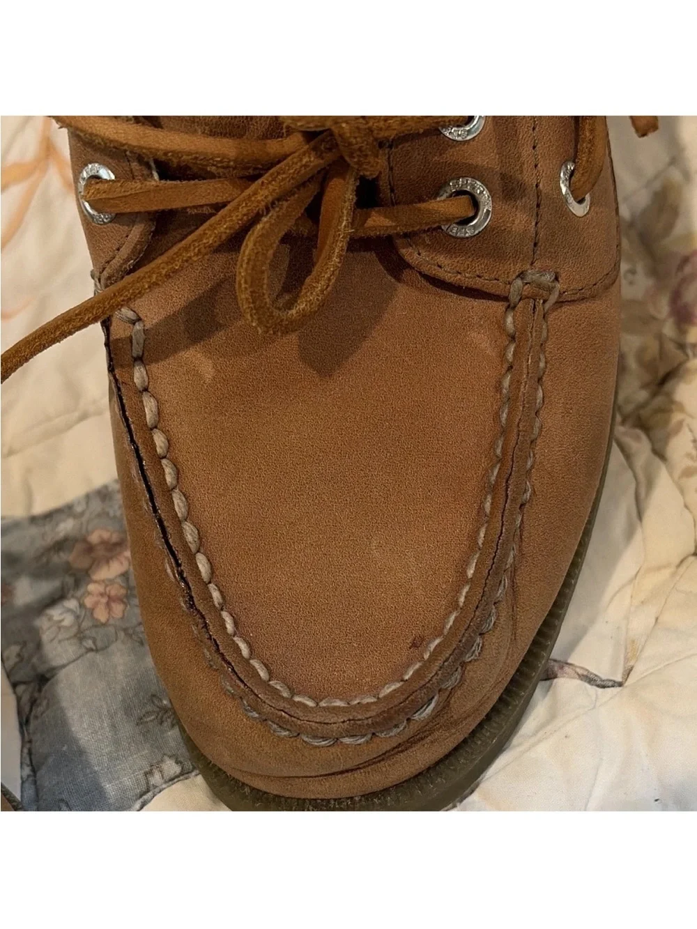 Sperry Brown Leather Boat Shoes US 5.5 Lace-Up Round Toe Rubber Sole